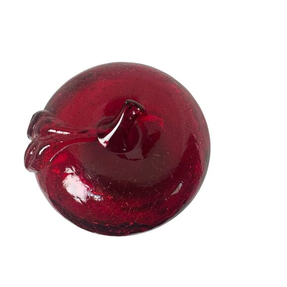 Vintage Blown Art Glass Apple Crackle Faux Fruit Home Table Decor - Picture 5 of 14